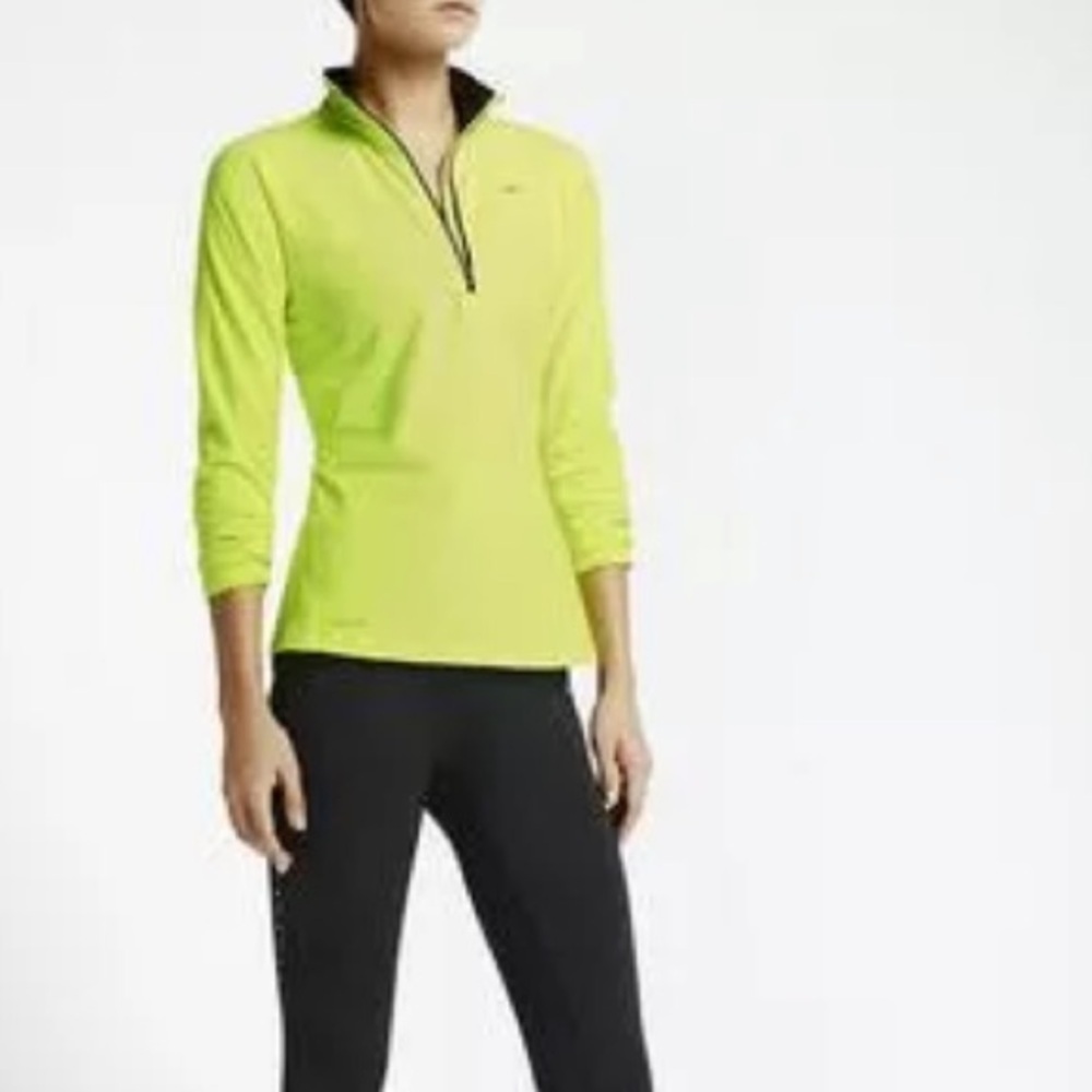Nike Element 1/2 Zip Running Shirt Volt/Black Neon Yellow Long Sleeve Top S